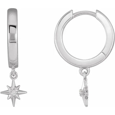 Celestial Diamond Accented Huggie Hoop Earrings