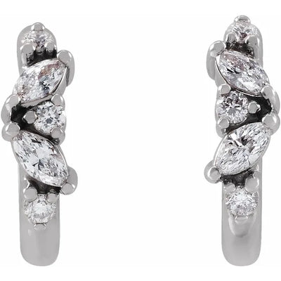 Natural Diamond Huggie Hoop Earrings