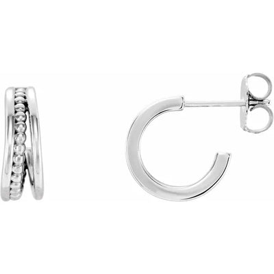 Beaded Split Design Huggies Hoop Earrings