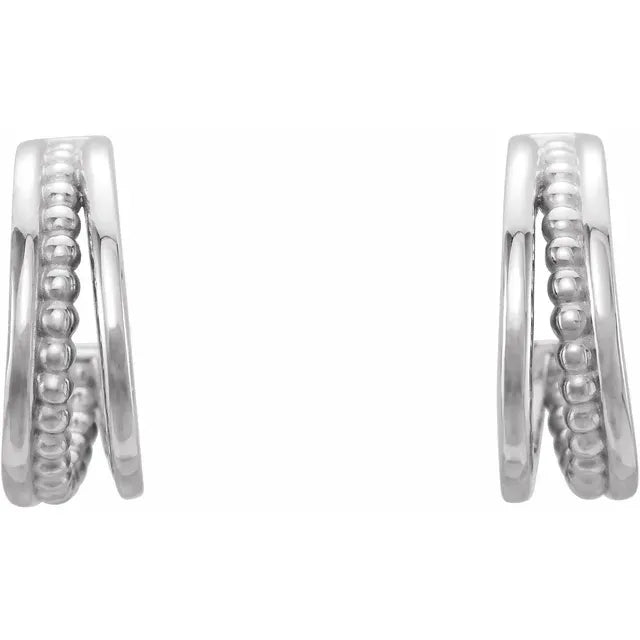 Beaded Split Design Huggies Hoop Earrings