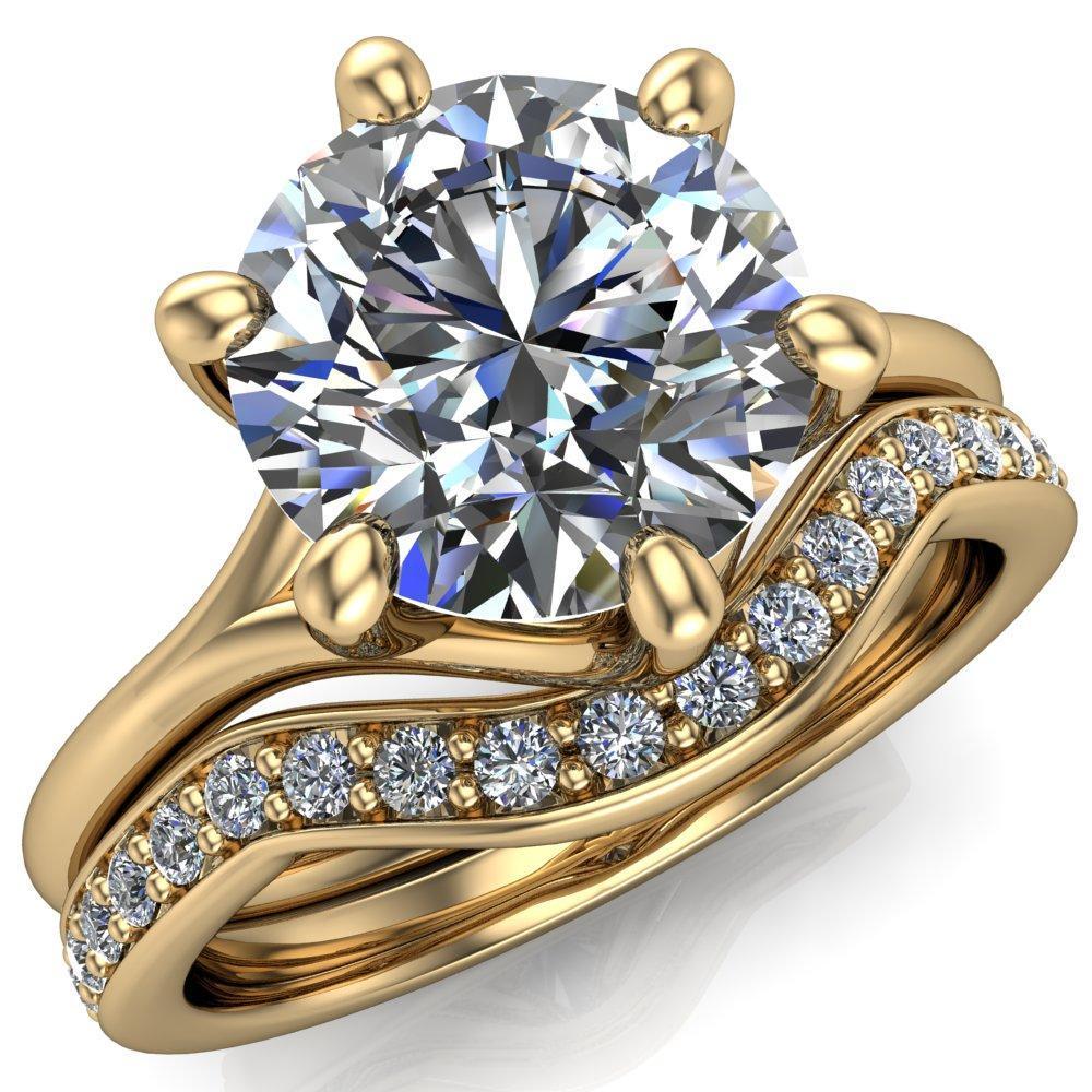Whitney Round Moissanite 6 Prong Split Band Engagement Ring-Custom-Made Jewelry-Fire & Brilliance ®