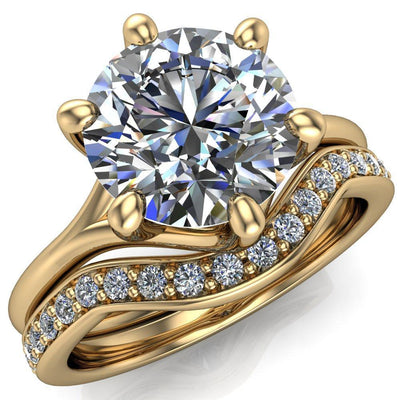 Whitney Round Moissanite 6 Prong Split Band Engagement Ring-Custom-Made Jewelry-Fire & Brilliance ®