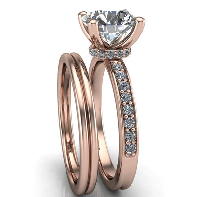 Wilcox Round Moissasnite 4 Prong Diamond Accent Ring-Custom-Made Jewelry-Fire & Brilliance ®
