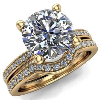 Wilcox Round Moissasnite 4 Prong Diamond Accent Ring-Custom-Made Jewelry-Fire & Brilliance ®