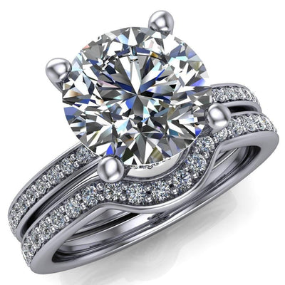 Wilcox Round Moissasnite 4 Prong Diamond Accent Ring-Custom-Made Jewelry-Fire & Brilliance ®