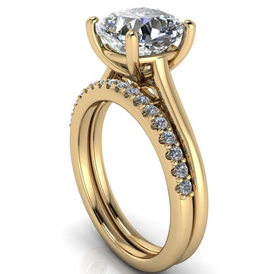 Willie Cushion Moissanite Bow Under Cathedral Engagement Ring-Custom-Made Jewelry-Fire & Brilliance ®