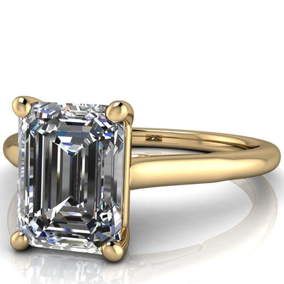 Willie Emerald Moissanite Bow Under Cathedral Engagement Ring-Custom-Made Jewelry-Fire & Brilliance ®