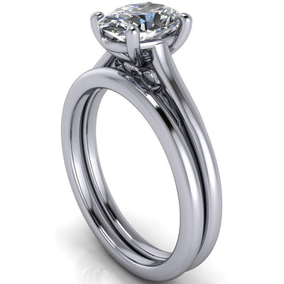Willie Oval Moissanite Bow Under Cathedral Engagement Ring-Custom-Made Jewelry-Fire & Brilliance ®
