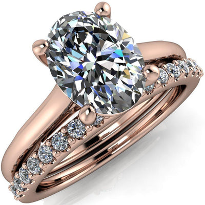 Willie Oval Moissanite Bow Under Cathedral Engagement Ring-Custom-Made Jewelry-Fire & Brilliance ®