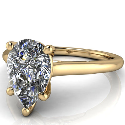 Willie Pear Moissanite Bow Under Cathedral Engagement Ring-Custom-Made Jewelry-Fire & Brilliance ®