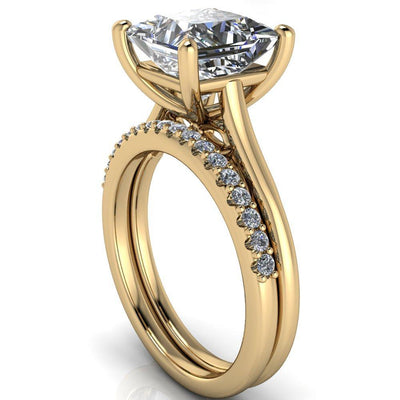 Willie Princess/Square Moissanite Bow Under Cathedral Engagement Ring-Custom-Made Jewelry-Fire & Brilliance ®