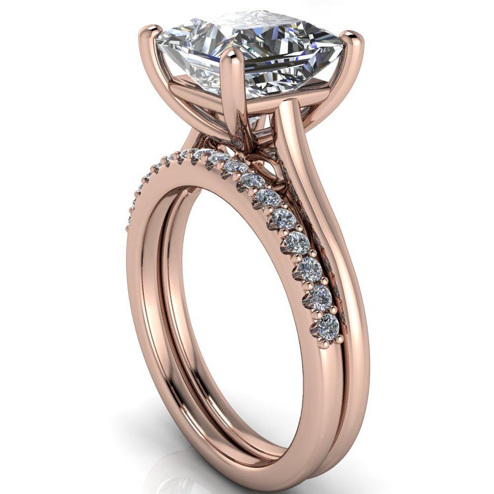 Willie Princess/Square Moissanite Bow Under Cathedral Engagement Ring-Custom-Made Jewelry-Fire & Brilliance ®