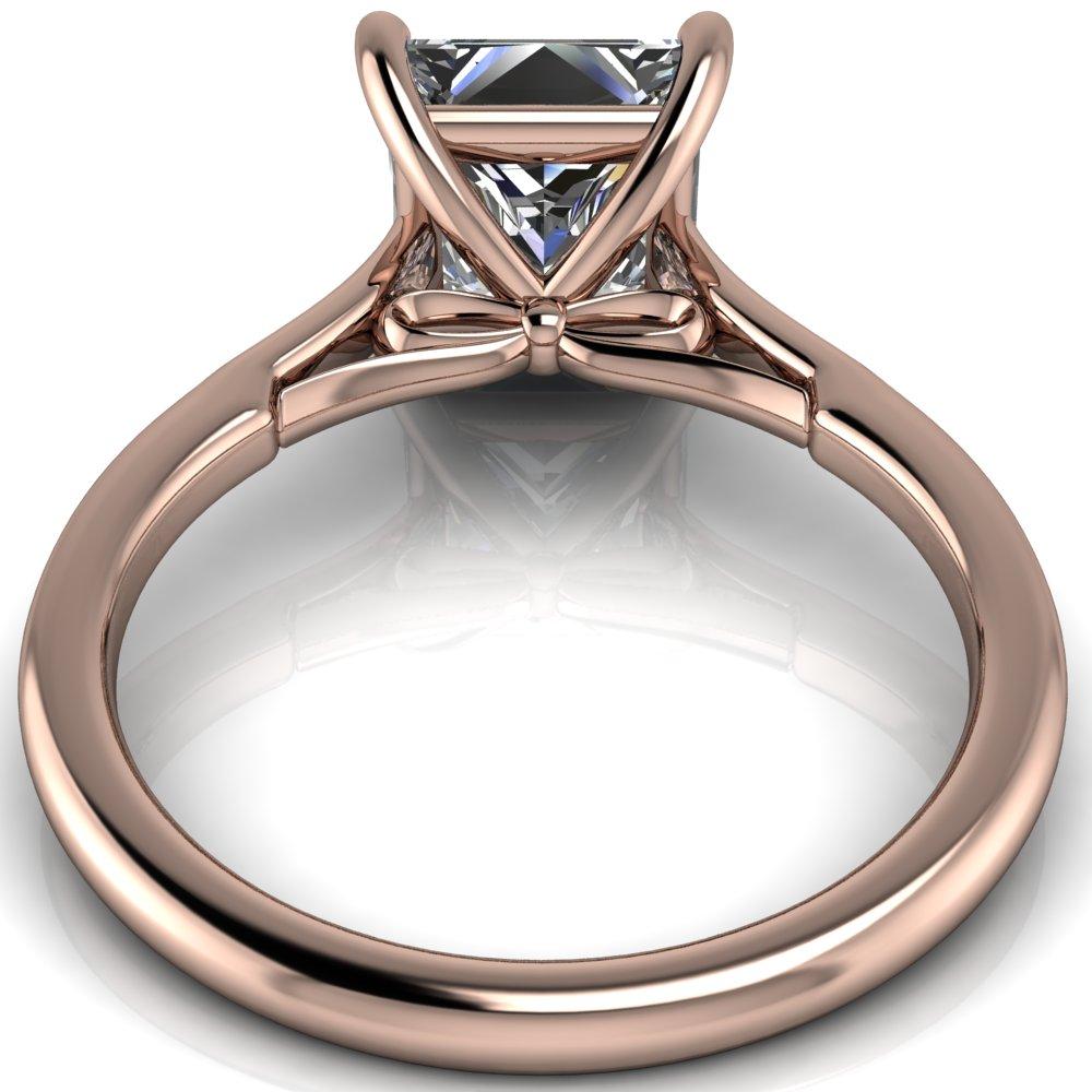 Willie Princess/Square Moissanite Bow Under Cathedral Engagement Ring-Custom-Made Jewelry-Fire & Brilliance ®