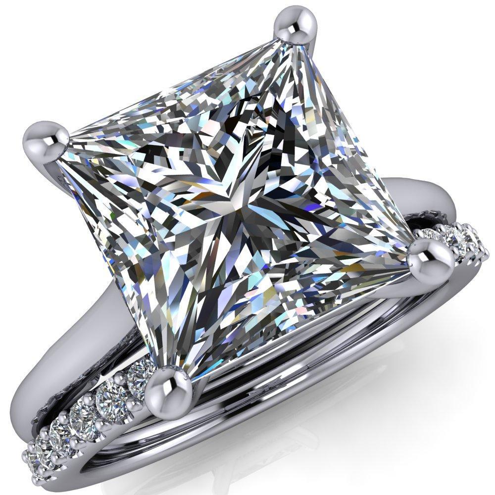 Willie Princess/Square Moissanite Bow Under Cathedral Engagement Ring-Custom-Made Jewelry-Fire & Brilliance ®