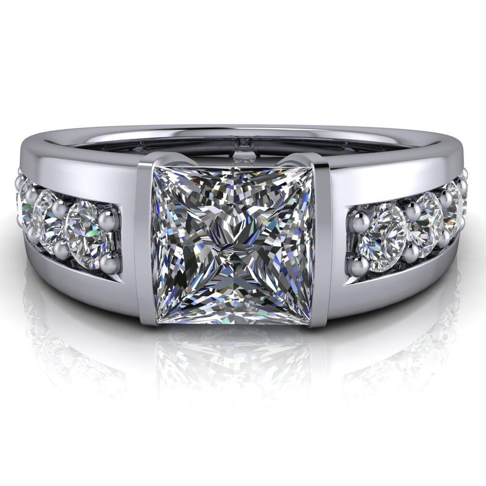 Winona Princess/Square Diamond Channel Multi Stone Engagement Ring-Custom-Made Jewelry-Fire & Brilliance ®