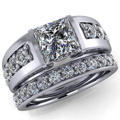 Winona Princess/Square Diamond Channel Multi Stone Engagement Ring-Custom-Made Jewelry-Fire & Brilliance ®