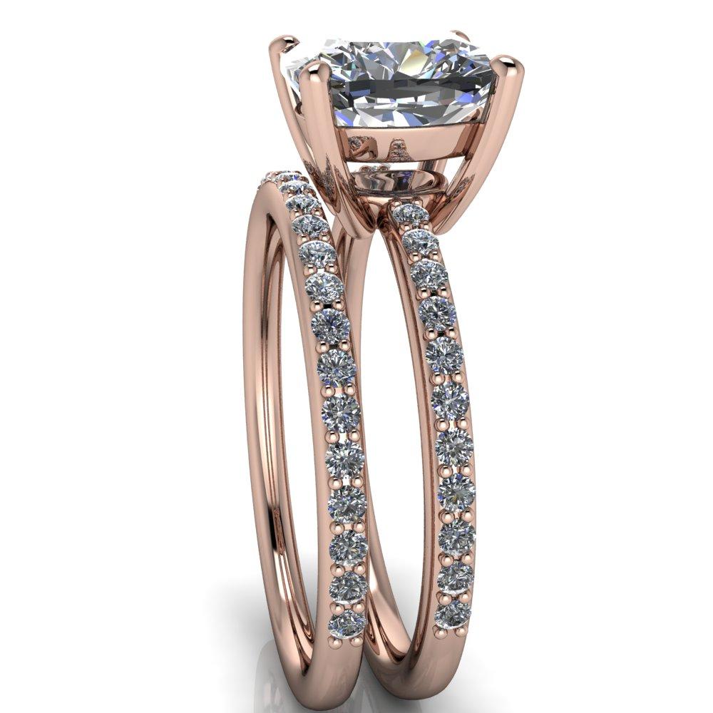Winslet Cushion Moissanite 4 Prong Diamond Bead-Set Ring-Custom-Made Jewelry-Fire & Brilliance ®