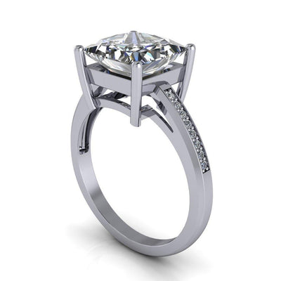 Wyatt Princess/Square Moissanite Diamond Channel Under Bezel Cathedral Ring-Custom-Made Jewelry-Fire & Brilliance ®