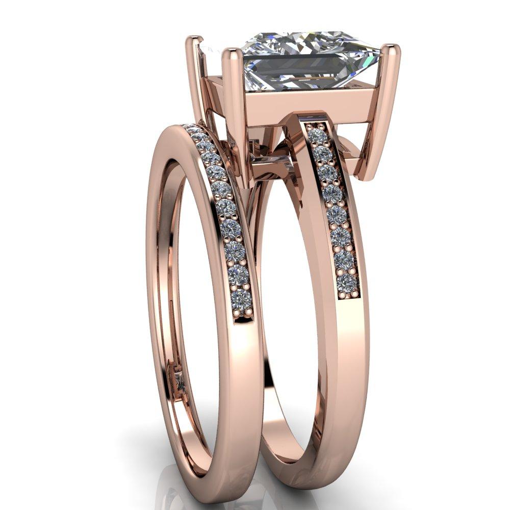 Wyatt Princess/Square Moissanite Diamond Channel Under Bezel Cathedral Ring-Custom-Made Jewelry-Fire & Brilliance ®