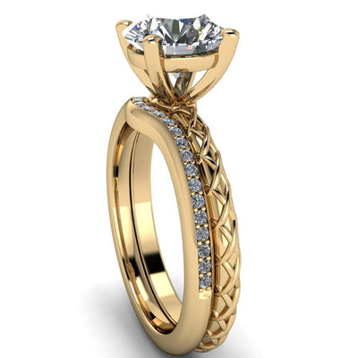 Xandra Round Moissanite 4 Prong Engagement Ring-Custom-Made Jewelry-Fire & Brilliance ®