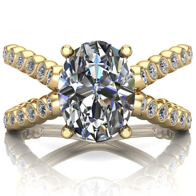 Xiomara Oval Moissanite 4 Prong Engagement Ring-Custom-Made Jewelry-Fire & Brilliance ®