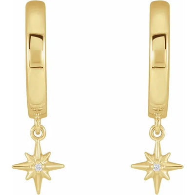 Celestial Diamond Accented Huggie Hoop Earrings