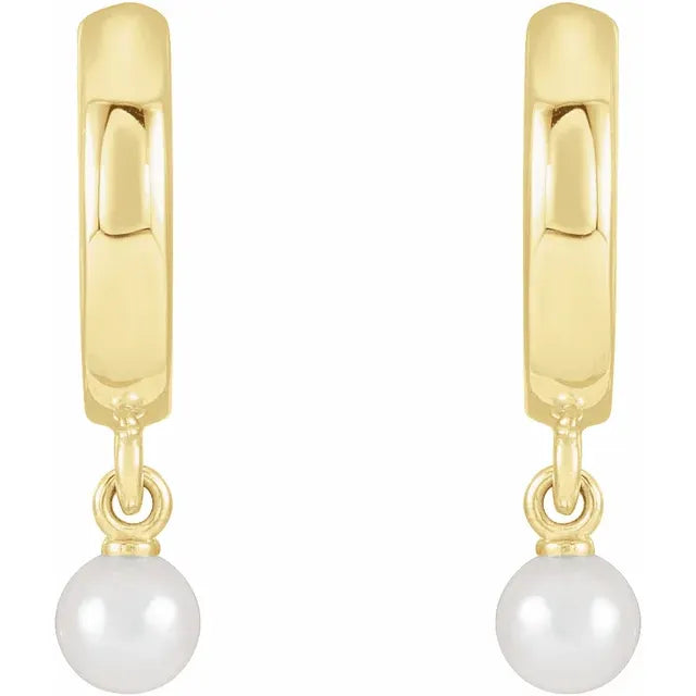Pearl Drop Huggies Hoop Earrings