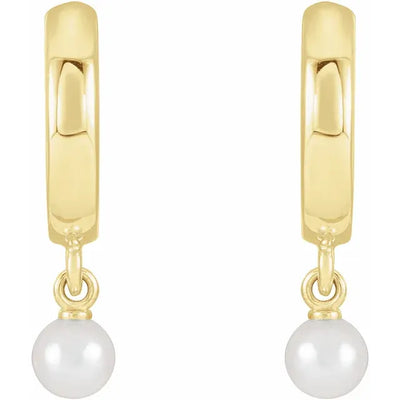 Pearl Drop Huggies Hoop Earrings