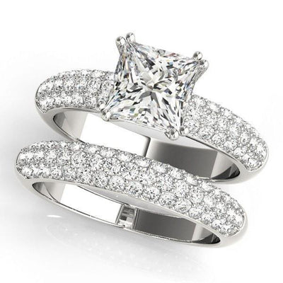 Zahara Princess/Square Moissanite Double 4 Prong Triple Row Engagement Ring-Custom-Made Jewelry-Fire & Brilliance ®