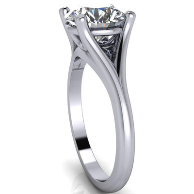 Zelena Round Moissanite4 Prong Split Shank Engagement Ring-Custom-Made Jewelry-Fire & Brilliance ®