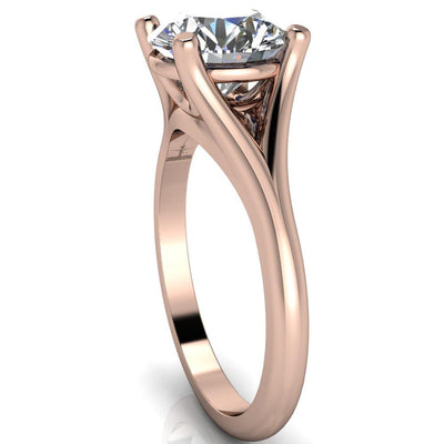 Zelena Round Moissanite4 Prong Split Shank Engagement Ring-Custom-Made Jewelry-Fire & Brilliance ®