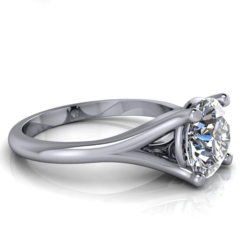 Zelena Round Moissanite4 Prong Split Shank Engagement Ring-Custom-Made Jewelry-Fire & Brilliance ®