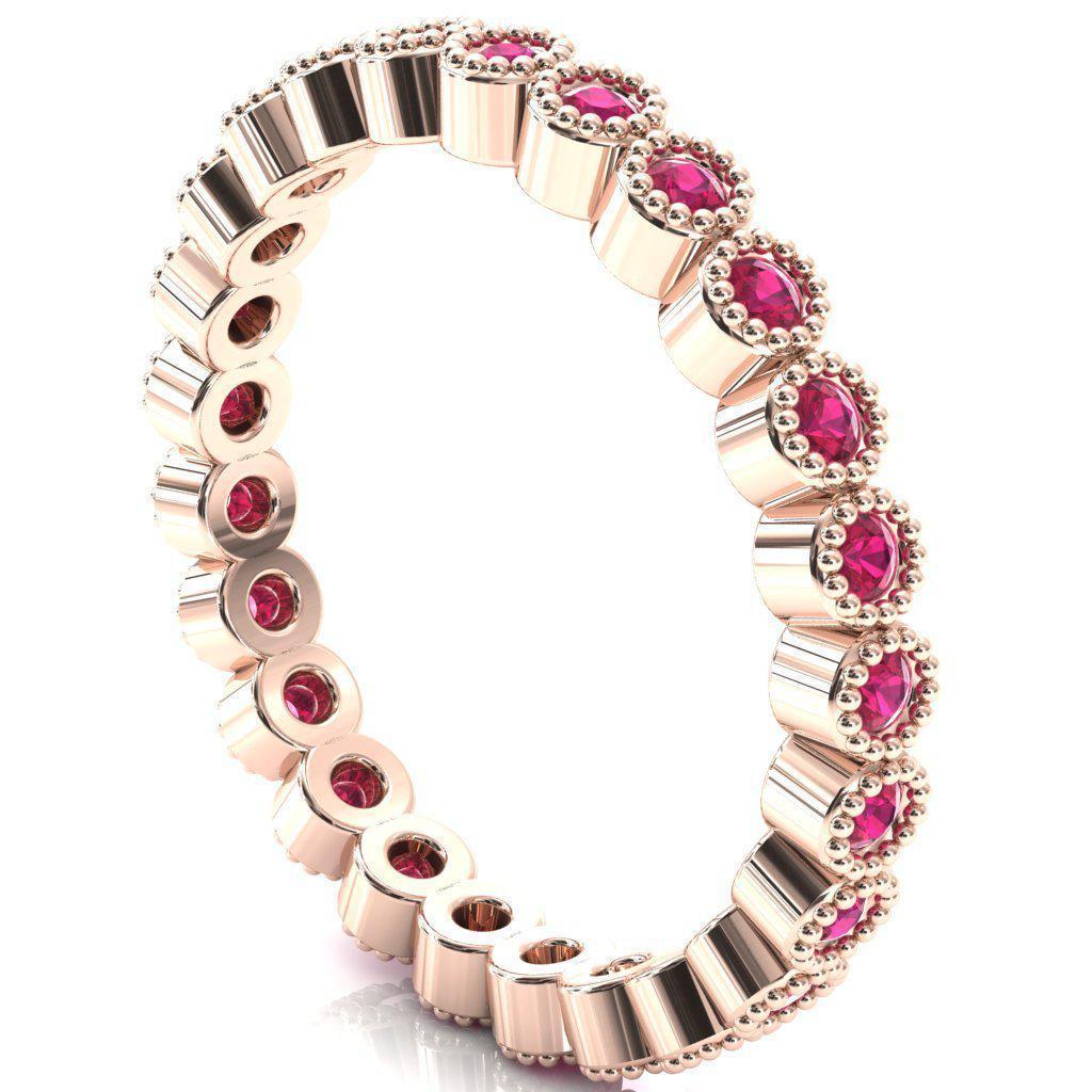Zinnia Round Ruby 6 Prongs Milgrain Halo Accent Ruby Ring-Custom-Made Jewelry-Fire & Brilliance ®