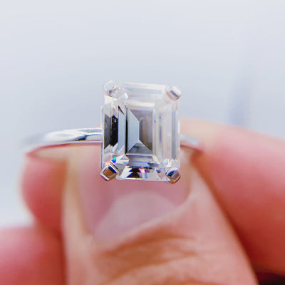 Virginie Emerald Moissanite 4 Prong Comfort Ring