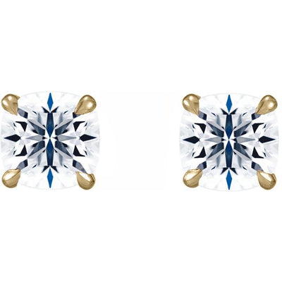 Cushion Hearts & Arrows (H&A) Moissanite 4 Prong Earrings-FIRE & BRILLIANCE