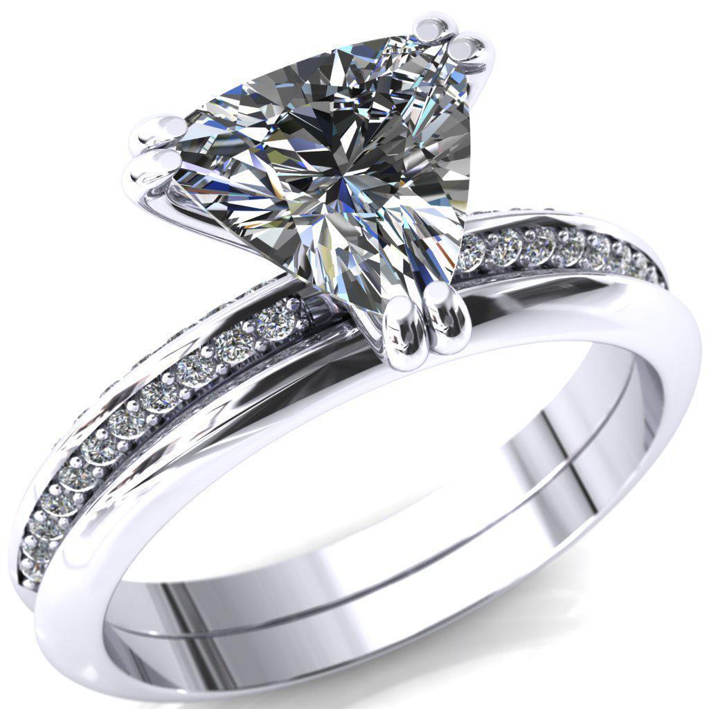 Nancy Trillion Moissanite 3 Double Prong 1/2 Eternity Diamond Knife Shank Accent Engagement Ring-Custom-Made Jewelry-Fire & Brilliance ®