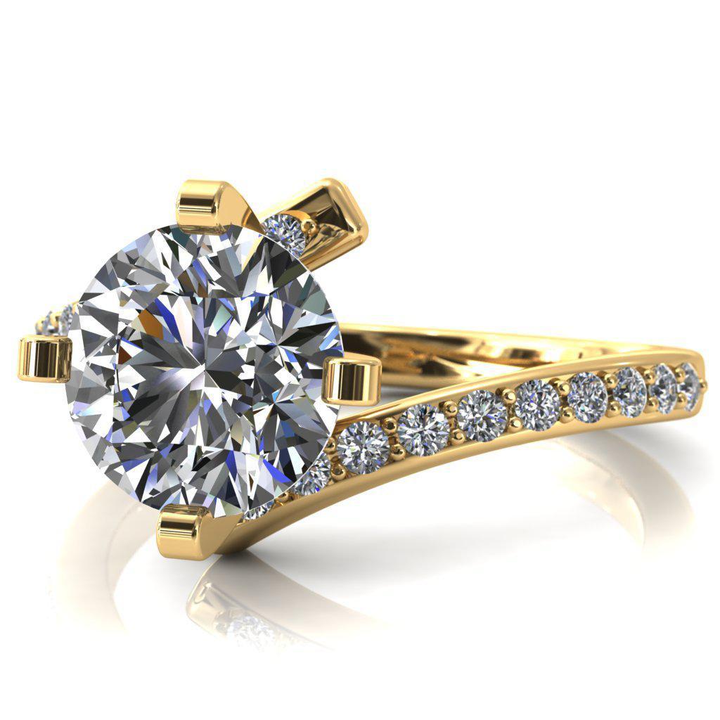 Orianna Round Moissanite 4 Prong 1/2 Eternity Bypass Shank Engagement Ring-Custom-Made Jewelry-Fire & Brilliance ®