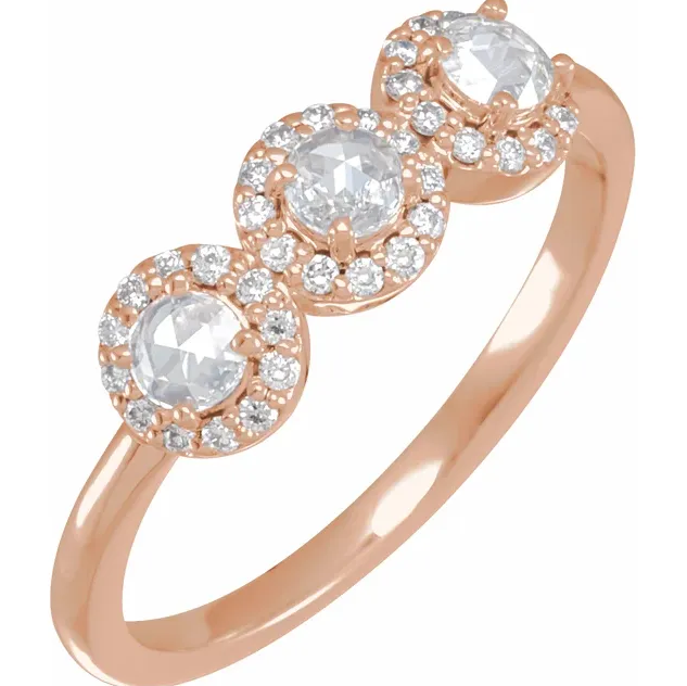 Stackables 1/3 CTW Natural Rose-Cut Diamond & Faceted Anniversary Ring