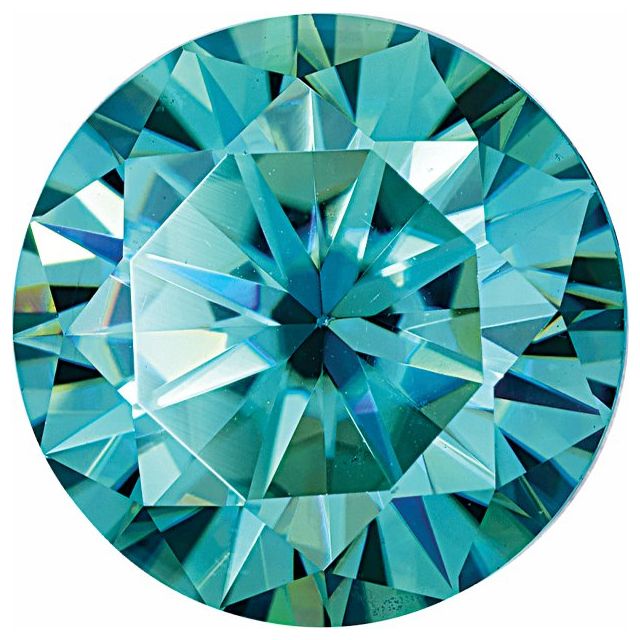 Round Diamond Faceted FAB Teal Moissanite Loose Stone