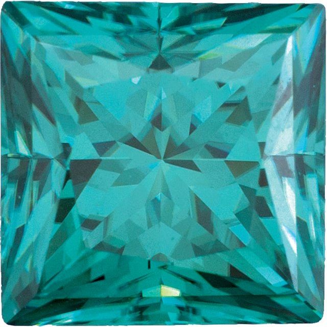 Square Diamond Faceted FAB Teal Moissanite Loose Stone