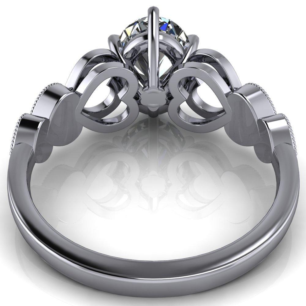 Triple Sweetheart Oval Moissanite Cathedral Set 6 Prong Engagement Ring-Custom-Made Jewelry-Fire & Brilliance ®