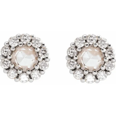 Rose Cut Moissanite 4 Prong 1/5 CTW Diamond Earrings