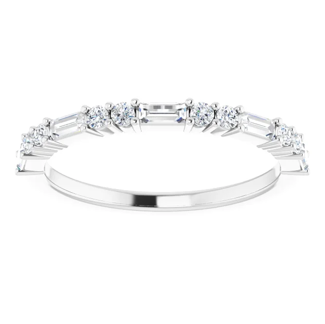 Juliette Straight Baguette and Round Diamond 1/2 Eternity Ice Solitaire 3/8 CTW Band