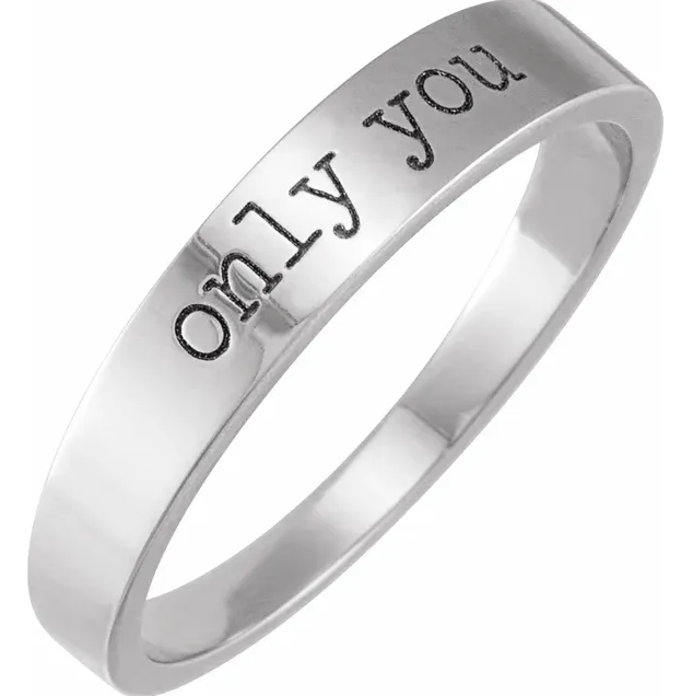 Engraved Text Stackable Ring