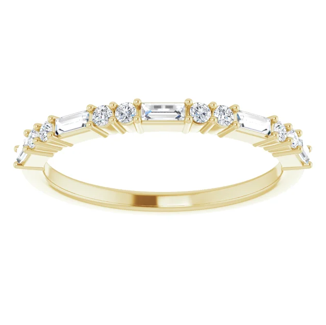 Juliette Straight Baguette and Round Diamond 1/2 Eternity Ice Solitaire 3/8 CTW Band